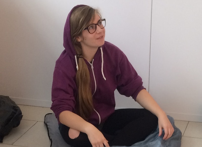 Student Amber acts out a scenario in the police training exercise